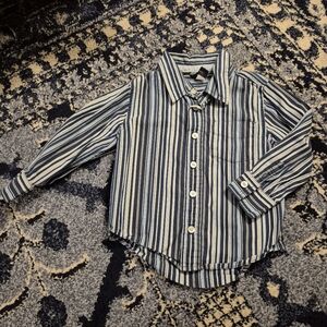 Gap Boy's Preppy Blue Veritcal Striped Long Sleeved Button Down Size 3T